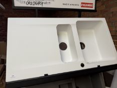 *Franke Bowl and a Half White Acrylic Sink with Pre-Drilled Right Hand Drainer