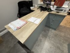 *L-Shape Desk (1870x1500mm) with Lefthand Return and Drawer Pedestal Unit, with Woodgrain Tops on
