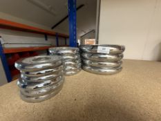 *5x 5kg, 6x 0.5kg, and 5x 1.25kg Reebok Weights on 25mm Centres