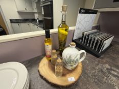 *Log Round Chopping Board with Oils and Seasonings