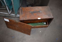 *Antique Wooden Tool Chest and Contents Including Micrometers, Callipers, etc.