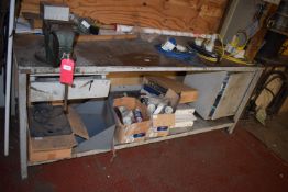*Steel Workbench 220x80cm with Cupboard, and Drawer, and 2.2m Backboard (vice not included)