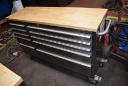 *US Pro Tools Stainless Steel Multi Drawer Tool Cabinet 120cm long