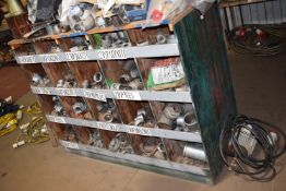 *Double Sided Pigeonhole Storage Unit and Contents Including Clamps, Piping, Bolts, etc.