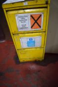 *Yellow Filing Cabinet and Contents Including Various Solvents, Pastes, etc.