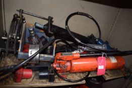 *Contents of Shelf to Include High Pressure Hand Pump, Various Jacks, and Pressing Equipment