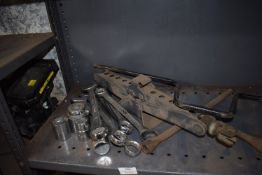 *Various Sockets, Spanners, Car Jack, and Wheel Brace