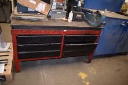 *Heavy Duty Streel Topped Workbench with Six Drawer 160x90cm (contents and vices not included)