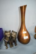 Pottery Vase and Cat Ornaments