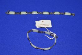 Two Silver & Jade Bracelets