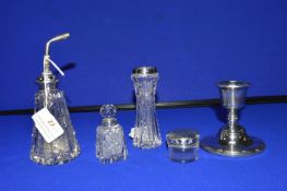 Hallmarked Sterling Silver Candlestick, Scent Bott