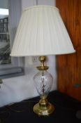 Cut Glass Table Lamp with Cream Shade