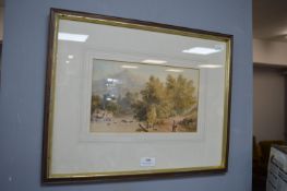 Original Continental Unsigned Watercolour Mountain