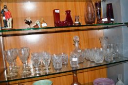 Cut Crystal Decanter and Wine Glasses etc.