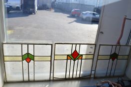 Three Leaded Coloured Glass Window Panels