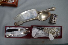 Silver Plated Grape Scissors, and Assorted Cutlery