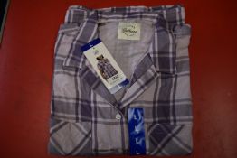 *Jachs Girlfriend Purple Plaid Short Sleeve Top Size: L