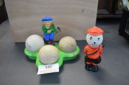 Carlton Ware Golf Ball Stand, and Golf Character