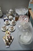 Glass Serving Dishes, Vintage Cheese Set etc.