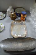 Metal Serving Dishes and Pottery Moneyboxes etc.