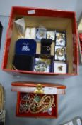 Jewellery Box and Assorted Vintage Costume Jewelle