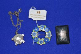 Mother of Pearl & Silver Tortoise Pendant, plus Tw