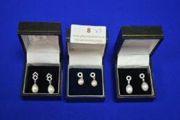 Three Pairs of Sterling Silver Teardrop Earrings