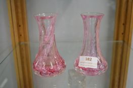 Pair of Pink Glass Vases