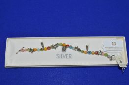 Silver Bracelet with Glass Beads & Seashell Charms