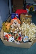 Large Box of Christmas Decorations etc.