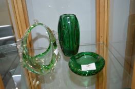 Green Glass Vases etc.