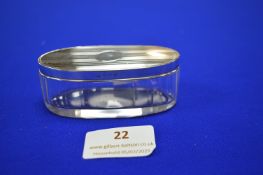 Glass Pillbox with Hallmarked Sterling Silver Lid
