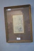 Vintage Framed Pencil Sketch