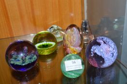 Seven Glass Paperweights by CG etc.