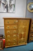 Solid Hardwood Inlaid Wardrobe with Six Drawers