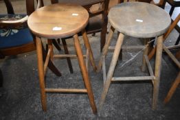Two Wooden Barstools on Turned Legs