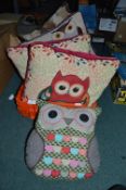 Four Owl Cushions plus One Other