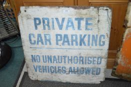 Vintage Private Car Parking Sign