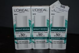 3x 50ml of Loreal Bright Reveal Dark Spot UV Fluid