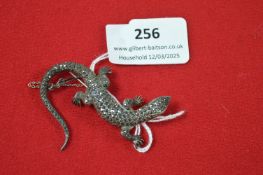 Vintage Silver & Marcasite Lizard Brooch