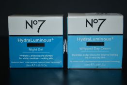 1x 50ml of No.7 Hydra Luminous Hydrating Day Gel, and 1x 50ml of No.7 Hydra Luminous Hydrating Night