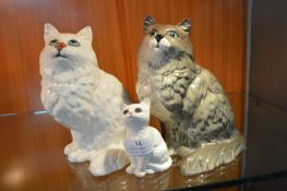 Two Large and One Small Beswick Persian Cats