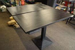 *Two Oblong Pub Tables with Cast Iron Bases