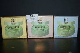 3x Box Containing 30 Pairs of Pixi Skin Treats (Rose & Chamomile, Caffeine & Cucumber, and Vitamin C