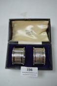 Cased Pair of Hallmarked Sterling Silver Napkin Rings 51.3g total