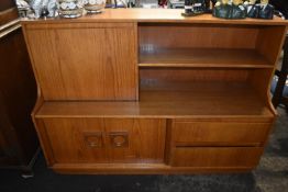 Teak Sideboard with Drinks Compartment over Cupboard and Drawers