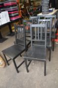 Set of Six Ebonised Wood Kitchen Chairs