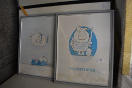 Framed Brooklyn Print, and Two Framed Comedy Pig Prints