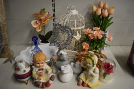 Assorted Novelty and Decorative Items Including Glass Dolphin, Pottery Duck, Lustre Clamshell, etc.
