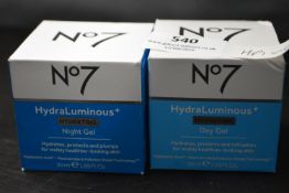 1x 50ml of No.7 Hydra Luminous Hydrating Day Gel, and 1x 50ml of No.7 Hydra Luminous Hydrating Night